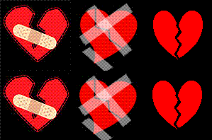 broken heart red bandaid graphic