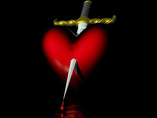 broken heart red knife picture and wallpaper