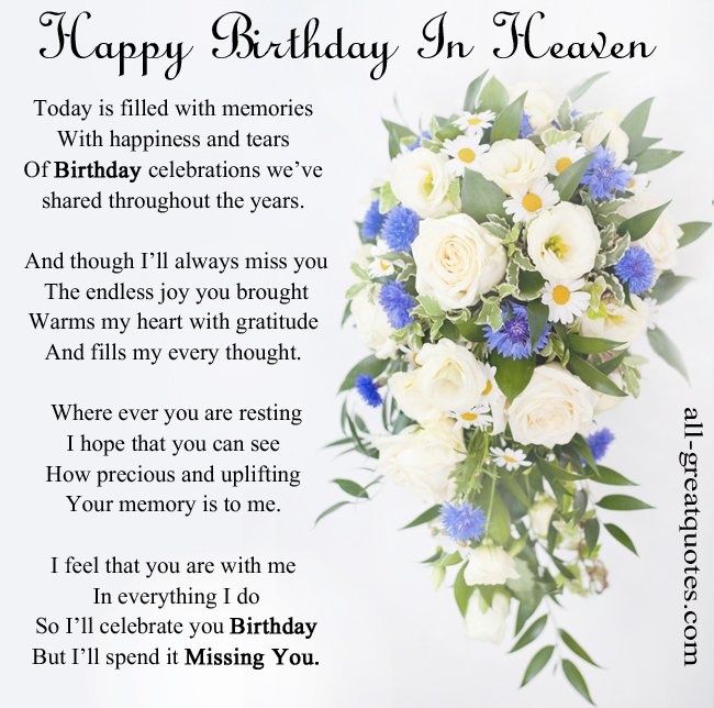 In Loving Memory Cards - Happy Birthday In Heaven