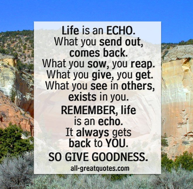 Life is an echo. What you send out, comes back