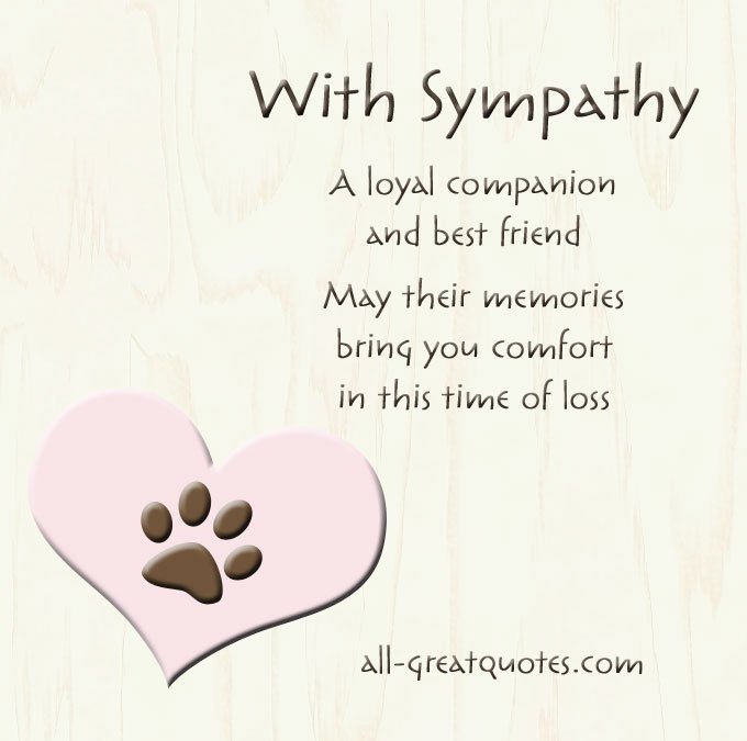 Sympathy Cards For Pets - A loyal companion and best friend