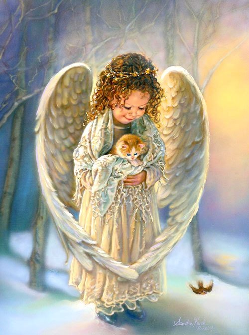 Little Angel with Kitten - angels photo