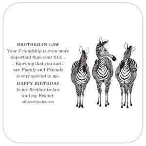 Brother-in-law and friend free brithday card with zebras.